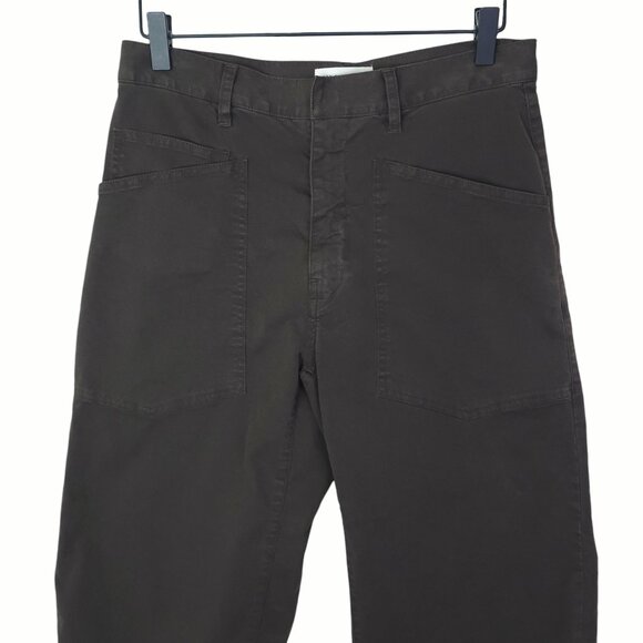 Nili Lotan Shon Pant Chocolate Brown Twill Cotton Barrel Leg Crop Hemmed Size 0 - Picture 5 of 11